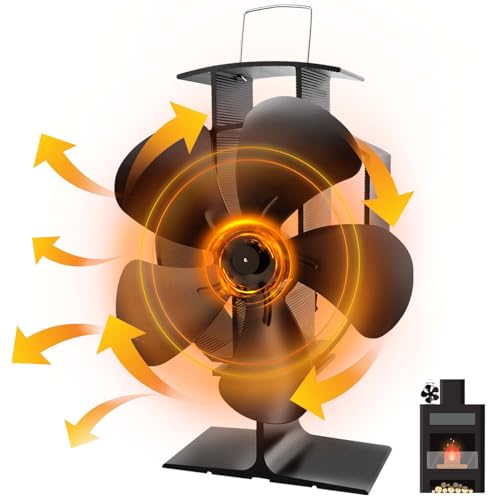 keystar Log Burner Fan Stove Fan, 5 Blade Wood Burning Stove, Silent Operation Fan for Stove Fan, Woodburner Fan for Wood|Log Burners|Fireplace Fan|Increased Efficient for Large Room Heat Distribution