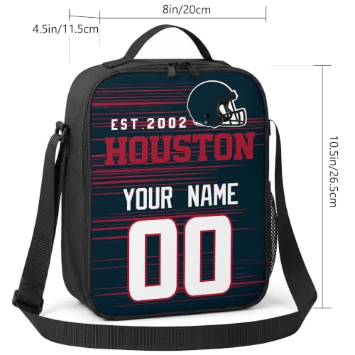 Image of Houston Lunch Bag Custom Name and Number Personalized Gifts | Custom Personalized Lunch Box for Men Women
