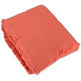 ✔️ Dessus de lit BREHAT 270x250 cm orange 100% coton.
