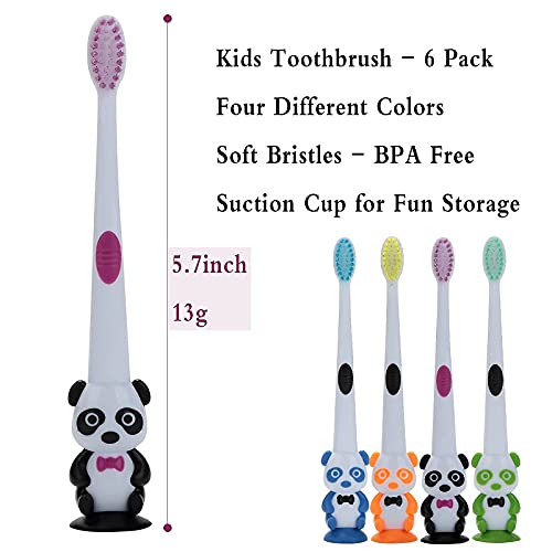 Newday 6 Packs Kids Toothbrush, Extra Soft Lovely Little Panda Toothbrush For Kids, Bpa Free, Suction Cup For Fun Storage, Boys And Girls Toddler Toothbrush - Age 3+ #TOP7