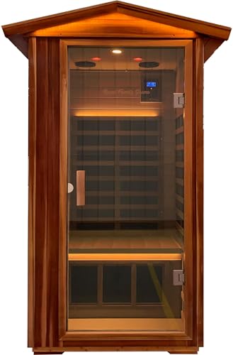 LTCCDSS Ultra-Low EMF Outdoor Sauna 1 Person, Red Cedar Far Infrared Sauna, EMF Average 0.5 mG Reading, Withstand Outdoor Temp -10℉-149℉| Sauna Room for Home