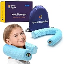 Special Supplies Sensory Vibrating Neck Pillow for Kids and Adults Plush Velvet Soft Cover with Textured Therapy Stimulation, Mind and Body Calming Relaxation - Blue