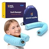 Special Supplies Sensory Vibrating Neck Pillow for Kids and Adults Plush Velvet Soft Cover with Textured Therapy Stimulation, Mind and Body Calming Relaxation - Blue