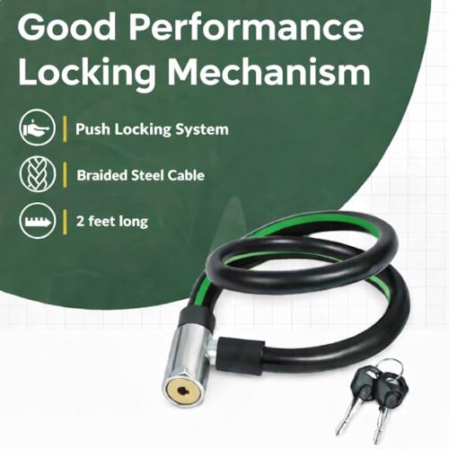 Image of Heavy Duty Steel Cable Lock - 50 cm Length, 5mm Thickness, Multipurpose Key Lock with 2 Keys - for Bikes, Cycles, Helmets, Scooters, Gates (Pack of 1)