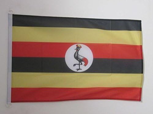 AZ FLAG, Uganda Flag, 2x3 Ft, For Outdoor, Ugandan Banner Knitted Polyester with Two Plastic Rings, Fade Resistant