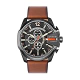 Diesel Men's DZ4343 Mega Chief Gunmetal Brown Leather Watch
