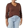 Amazon-Essentials-Womens-Classic-Fit-Lightweight-Long-Sleeve-V-Neck-Sweater Amazon Essentials Women's Classic-Fit Lightweight Long-Sleeve V-Neck Sweater (Available in Plus Size), Dark Chestnut Brown Heather, Medium