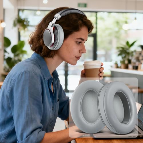 Image of SOULWIT Earpads for ATH M50X /M40X, HyperX Cloud 2 /3 /Alpha, MDR-7506, Arctis 7 /9 /5 /Nova 7 /Pro Wired, G Pro X, Sennheiser HD280, Razer Kaira /Barracuda /Kraken Series, Turtle Beach Stealth - Grey