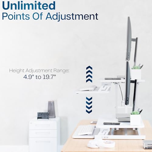 Image of VIVO White 32 inch Standing Desk Riser, DESK-V000SW