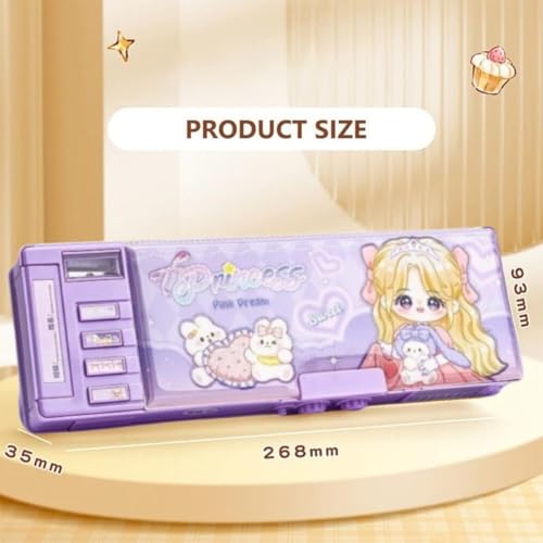 Image of Kawaii Stationery Combo Set for Girls | Kawaii Pencil Case Pouch with Zipper & Push Pull Eraser with Refills Back to School Supplies Gift for Kids