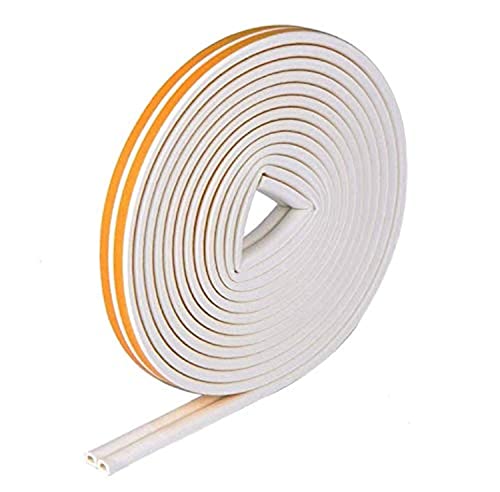E-SMARTER Bande de Joint D-Profil, Auto-adhésive anticollision d'étanchéité en Caoutchouc imperméable pour la Fenêtre/Le Fond Boudin de Porte/Rouleau Insonorisation, Jaune/Blanc,1 paquet