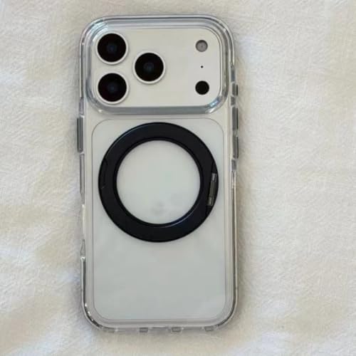 Étui acrylique iPhone 17 Pro Max antichoc transparent muni d'un support rotatif