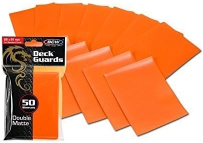 BCW Deck Guard - Double Matte Orange Card Sleeves | Acid-Free, Archival-Safe, No PVC | Anti-Glare Matte Finish | Fits Standard 2½" x 3½" Game Cards | Durable Deck Protector Sleeves | 600 Ct