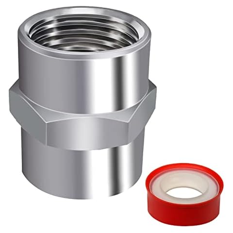 Brass Pipe Fitting Adapter, Polished Chrome Shower Coupling, 1/2” NPT Female to 1/2” NPT Male Hex Extension Connector Coupling For Kitchen Bathroom Faucet Plumbing Cover