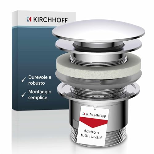 Kirchhoff Design Set universale scomparsa, valvola troppopieno, tappo di scarico per lavello e lavabo del bagno, cromo 98807330, Standard