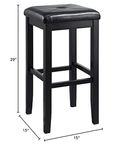 Crosley Furniture Upholstered Square Seat Bar Stool (Set Of 2), 29-Inch, Black #TOP4