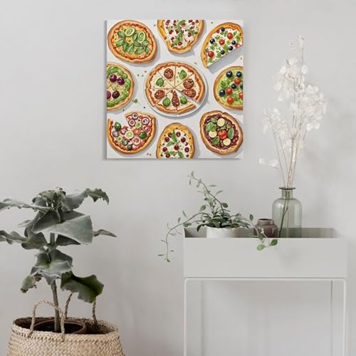 Toile murale abstraite pizza 50x50 cm cadre moderne pour decoration - 4
