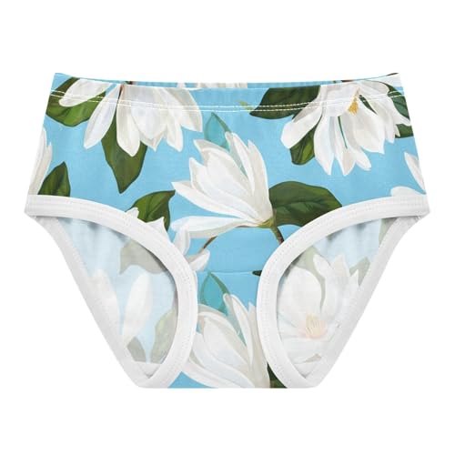 Cotton Girls Underwear Toddler Magnolia Flowers White Blue Little Girl Panties Florals Undies Kids Briefs 2t