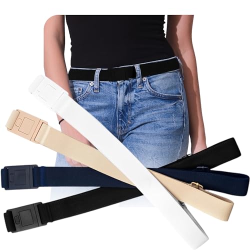 Image of Womens Belts for Jeans, Invisible Flat Buckle Belt, Adjustable Stretch Fit | Adjustable Invisible Belt with Flat Buckle, No Bulge, Comfortable All Day Fit for Jeans, Pants and Dress