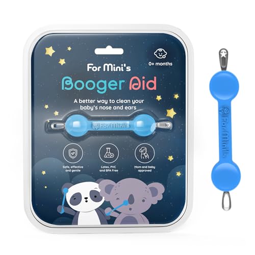 Booger Aid - Gentle, Safe, and Non-Toxic Nose and Ear Cleaning Tool for Infants and Toddlers (Blue, Small)