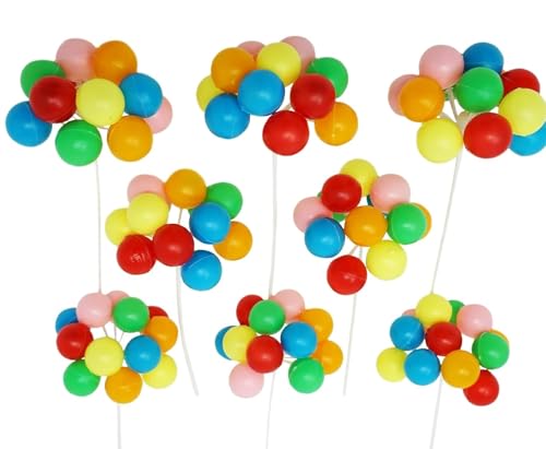 Rainbow Balloon Cluster Cake & Cupcake Decorative Topper & Pick - 8 Clusters Per Pack, 7 Inch Long