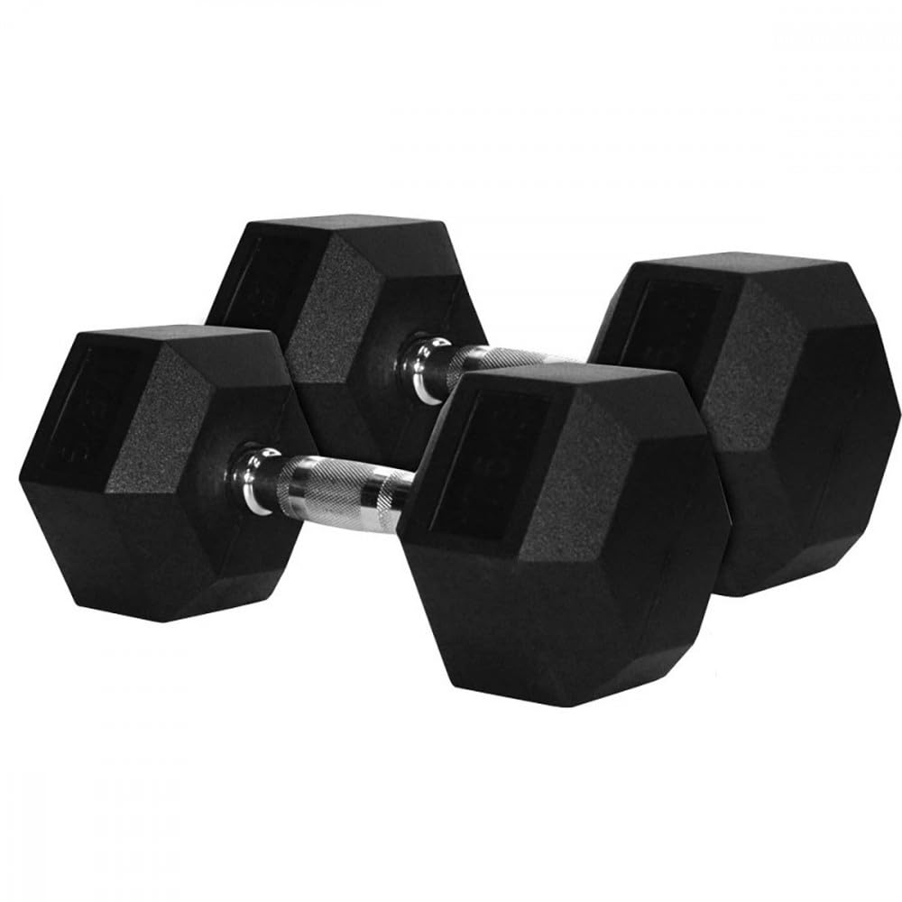 SPARNOD FITNESSHex Dumbbells Rubber Coated with Metal Handle for Strength Training and Body Workout