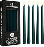 DECO EXPRESS Bougies Pointues Lisses, Lot de 15, Anti Gouttes et Sans Parfum, Bougie Longue Durée 8h, Saint Valentin et Fetes des Mères Decoration Maison, Idee Cadeau (Vert   Lot de 15)