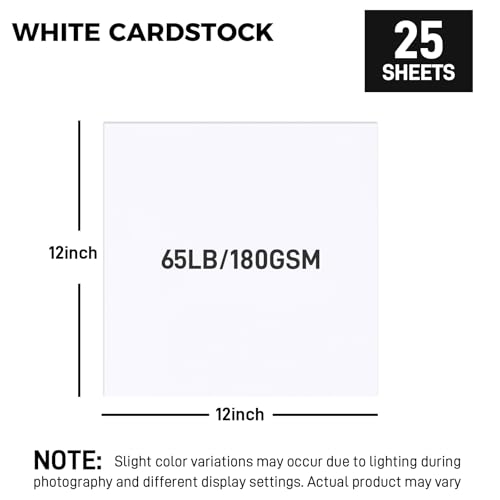 Koogel 25 Sheets 12x12 White Cardstock Paper, 65LB/180GSM Square Paper for Scrapbooking, Card Making, Invitations and DIY Project Pack - Image 6