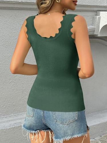 Image of Saodimallsu Womens Ribbed Knit Tank Top Summer Sleeveless Square Neck Casual Basic Slimming Sweater Vest Tops