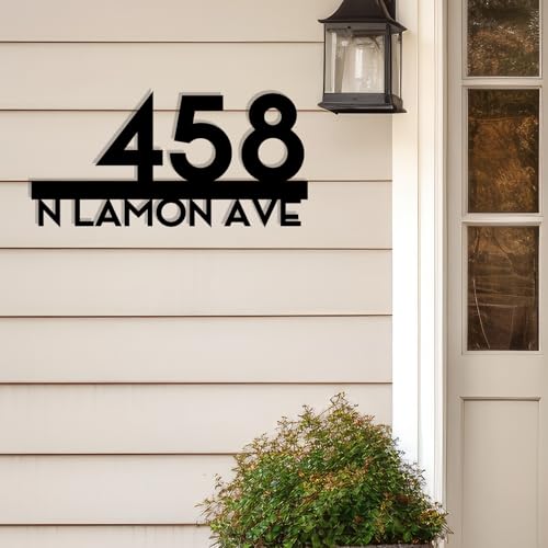 Image of Personalized House Number Custom Metal Address House Numbers Modern House Number Sign for Outside