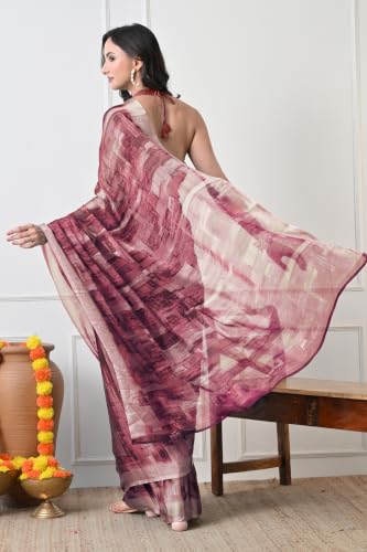Image of MIRCHI FASHION Women Saree | Chiffon Batik Printed Breathable Regular Use Sari with Blouse