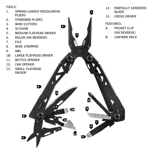 Gerber Gear Suspension-NXT EDC Multitool 15-in-1 Pocket Knife, Needle Nose Pliers and Wire Stripper for Camping and Survival, Black - Image 3