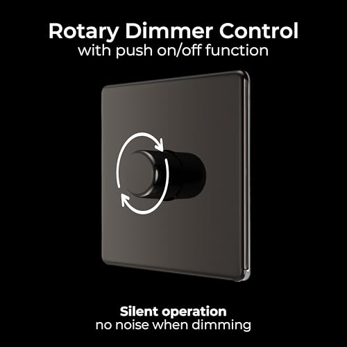 BG Electrical Intelligent Single Wall Dimmer Switch, 2 Way, Screwless Front Plate, Premium Flatplate, Black Nickel, 200W, FBN81 - Image 6