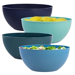 US Acrylic Vista Durable Plastic Salad and Serving 10-inch Bowls | Set of 4 in Coastal Colors | Reusable, BPA-free, Made in the USA | 135 oz. capacity