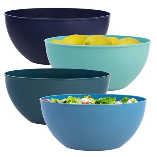 US Acrylic Vista Durable Plastic Salad and Serving 10-inch Bowls | Set of 4 in Coastal Colors | Reusable, BPA-free, Made in the USA | 135 oz. capacity by US Acrylic - Used condition - US$18.19