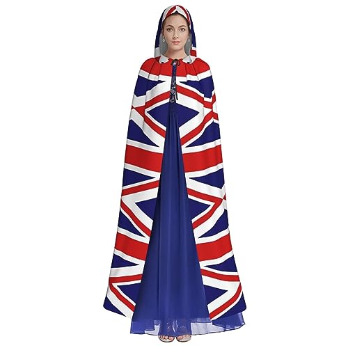 HUTOOLEE UK Flag Hooded Cloak Halloween Cosplay Cape Black