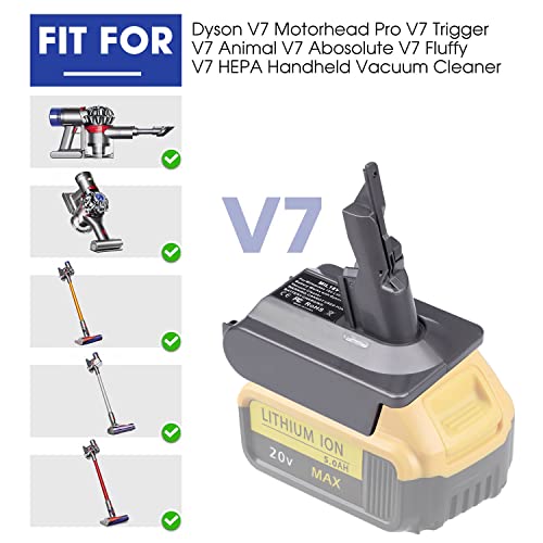 Ugoshop Replacement For Dyson V7 Battery, Dw20V7 Adapter For Dewalt 20V Battery Convert For Dyson V7 Vacuum Cleaner, Sv11 V7 Motorhead Pro Trigger Animal Car+Boat Fluffy Vacuum Cleaner (Only Adapter) #TOP2