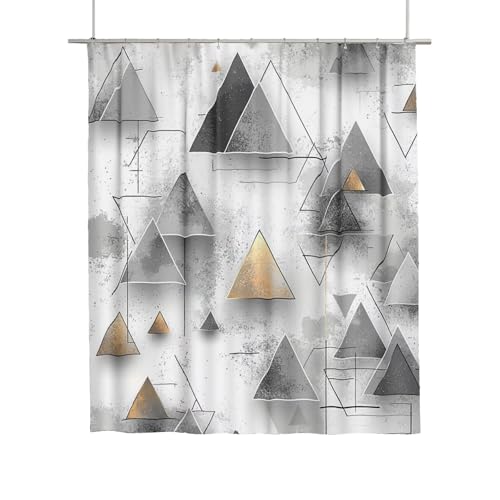 Rideau de douche gris motif géométrique, une idée cadeau maison - 2