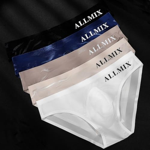 Men's Summer Ice Silk Low - Waist Briefs with Breathable Comfort, Letter Design, Sexy Transparent Pouch for Sports2