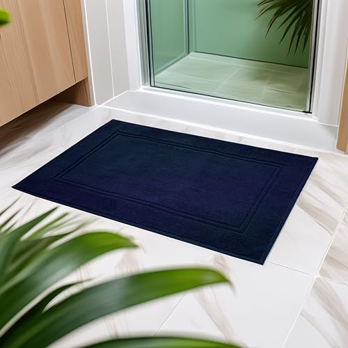 Tens Towels Pack of 2 Bath Mats 100% Cotton, 20 x 32 Inches, Super Absorbent, Hotel Quality Premium Floor Towels, Luxurious, Soft & Quick Dry, Not a Bathroom Rug, Navy by Tens Towels - Image 3