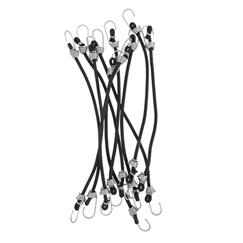 WHAMVOX 10pcs Elastic Bandage Luggage Fixing Bungee Cord Rope Belt Bike Cargo Fixing Rope Fastening Cord Strap Bike Luggage Straps Bike Fixing Cargo Bungee Cord Tensioner Strap Black Metal