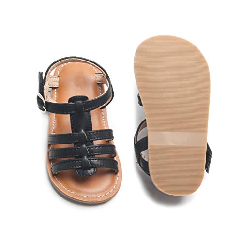 Image of Kolan Toddler Girl Sandals Open Toe Flat Princess Dress Shoes Little Kids