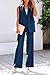 PRETTYGARDEN Women's 2 Piece Outfits Sleeveless Suit Vest and Wide Leg Pants Business Casual Blazer Sets (Dark Blue,Small)