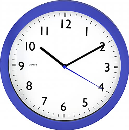 PM Company Horloge Murale colorée en Verre minéral avec Index et Chiffres Arabes - Fonctionnement à Quartz - 1 Pile AA - 275 x 275 x 45 mm - Plastique Cover