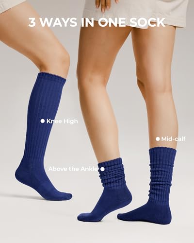 Image of FITRELL Slouch Socks for Women, 3 Pairs Soft Cotton Knee High Scrunch Tube Boot Socks