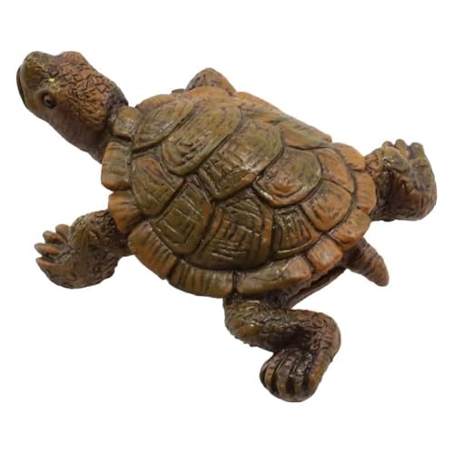 FACAIIO Estatua de tortuga de resina para decoración de jardín, figura decorativa para césped, patio, rocalla, estanque de peces, baño, marrón, 7 x 5,6 x 3 cm