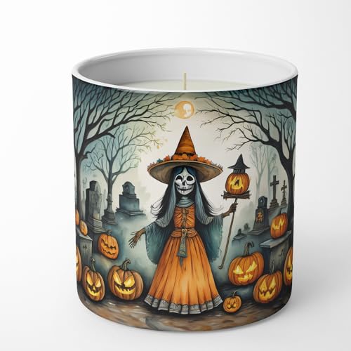 Caroline's Treasures DAC2255CDL La Llorona Skeleton Spooky Halloween Decorative Soy Candle Nature Soy Wax Essential Oil Home Decor Ideal for Bedroom Kitchen Bath Office Gift, 10 oz