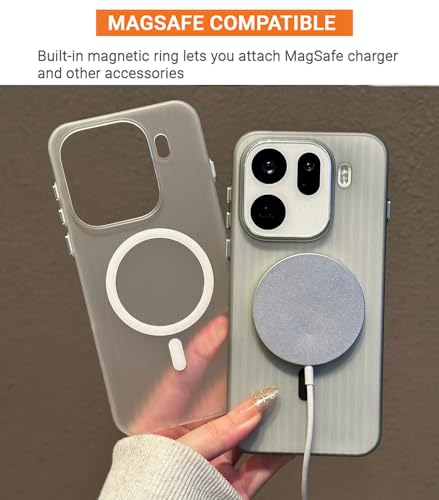 Image of Kapa Wave Magnetic Frosted Grip Back Cover for Oppo Find X9 Pro | [MagSafe Compatible] Wireless Charging, Slim, Metal Buttons Matte Finish Back Case (White)