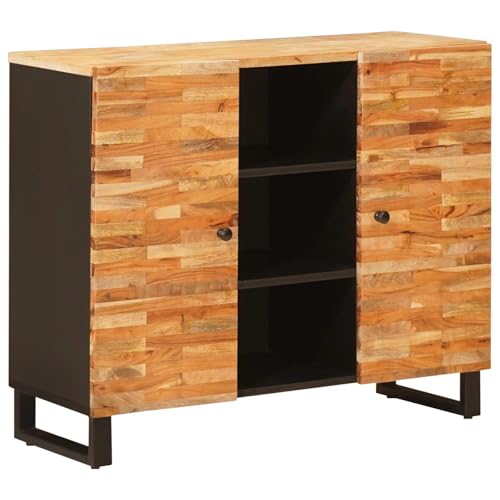 Armario lateral marrón de 90 cm de ancho con espacio de almacenamiento moderno