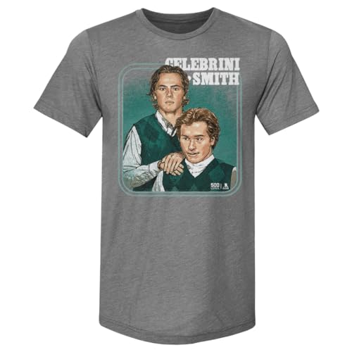 500 LEVEL Macklin Celebrini Mens Premium T-Shirt - Macklin Celebrini & Will Smith San Jose Step Brothers WHT (Tri Gray Large)